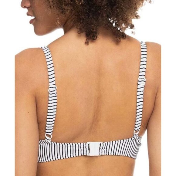 NWT ROXY Dcup Underwire Bikini Top Black White Stripe Small - Picture 2 of 4